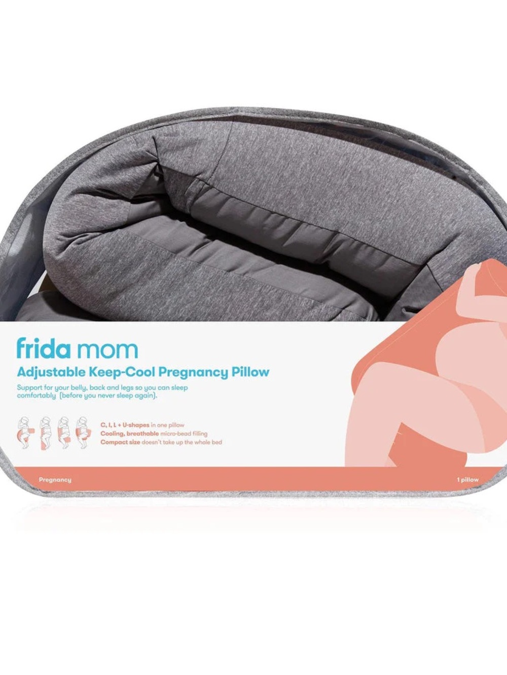 Frida Mom Keep Cool Gray Maternity & Nursing Pillow - Comfortable Support EUC - Picture 9 of 9